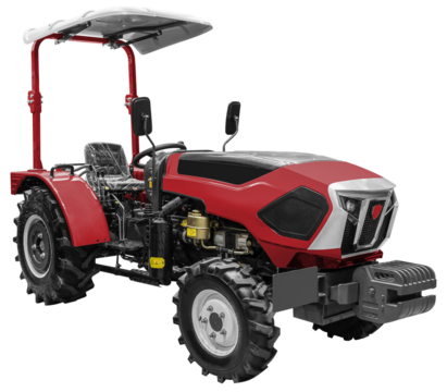 Front view red tractor