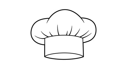 A simple line drawing of a chef s hat on a white background