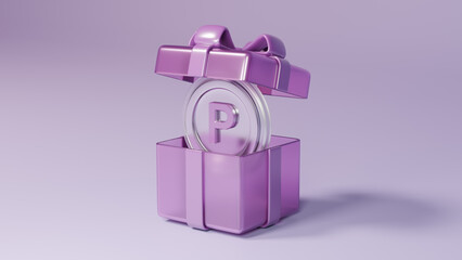 리본 장식이 있는 포인트 이벤트 상자