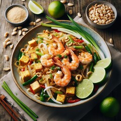 Pad Thai and lime wedges