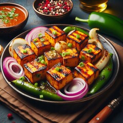 Paneer Tikka onions and peppers