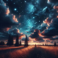 Patchy Clouds star filled sky