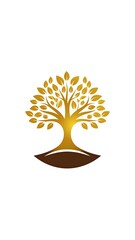 Golden tree logo on white background