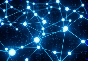 Futuristic Digital Network Connections with Glowing Nodes