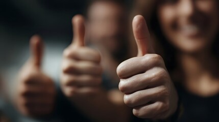 Hands giving thumbs up in celeb n of a team win