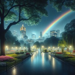 Rainy City sky at night