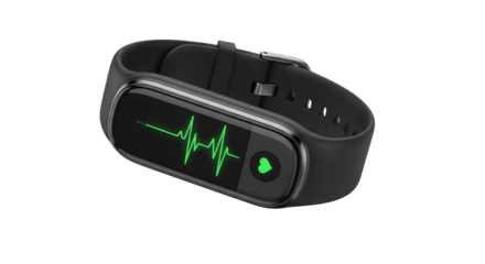 Modern fitness tracker with heart rate monitor graphic