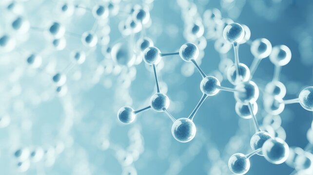 Abstract representation of a molecular structure with glowing spheres and connecting rods