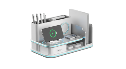 Modern multifunctional desk organizer with wireless charging