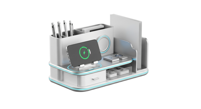 Modern multifunctional desk organizer with wireless charging