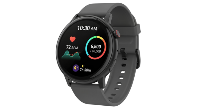 Modern smartwatch displaying activity data
