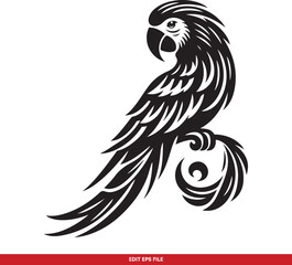 Obraz premium Stylized Black Parrot Vector Illustration