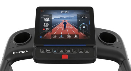 Modern treadmill display with exercise data