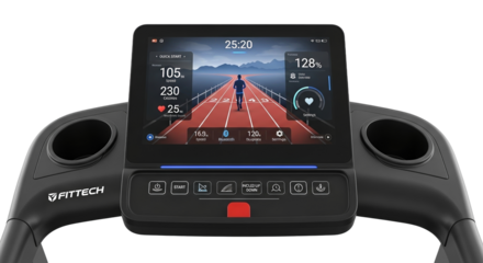 Modern treadmill display with exercise data