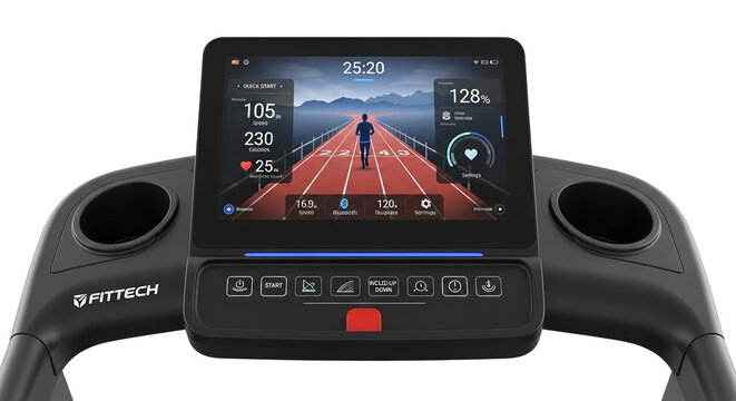 Modern treadmill display with exercise data