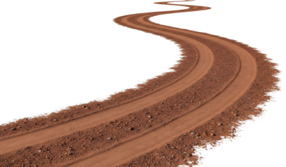 Winding dirt road with tire tracks dry earth and gravel texture isolate path ground nature surface lane