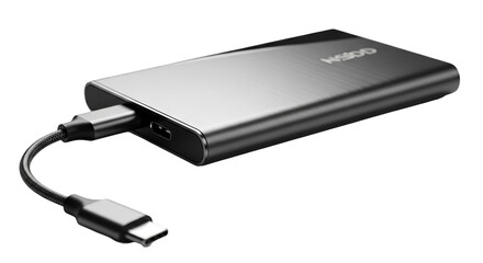 Portable external battery power bank with cable