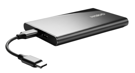 Portable external battery power bank with cable