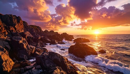 Dramatic Sunset Over Rocks 03