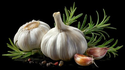 garlic and rosemary, Generative AI,