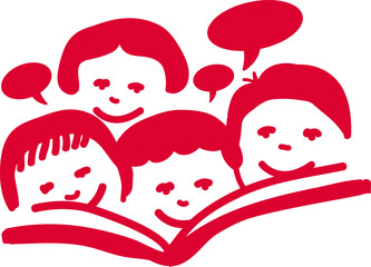 Children Discussing Around a Book