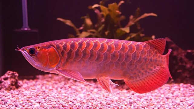 Stunning Red Arowana Fish in Aquarium, Exotic Pet