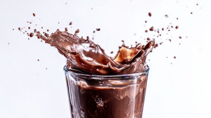 Chocolate Splash in Glass Captured with High-Speed Photography