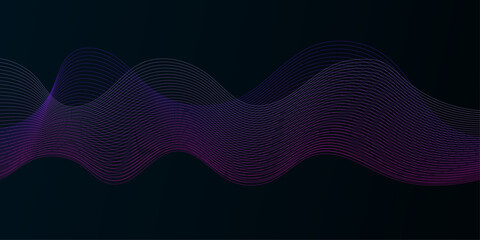Abstract Wave Design with Gradient Lines on Dark Background.