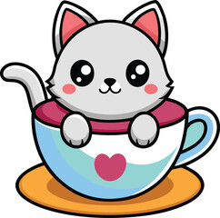 Cartoon Cat, Cute Cartoon Cat, Cute Cartoon Cat Vector Set, Adorable Cat Vector Art.