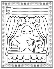Bold and Easy Cute Very Demure Very Spooky Coloring Book Pages for Adults and Kid. High resolution (300 DPI), Ready to print on standard 8.5x11-(A4) inch paper With (No Bleed), Black and White.Vector 