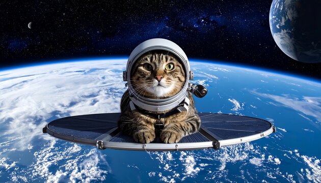 Cat Astronaut in Space.