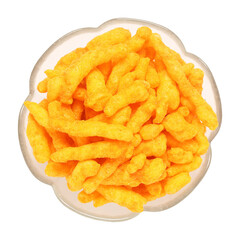 bowl of crispy cheese puffs isolated