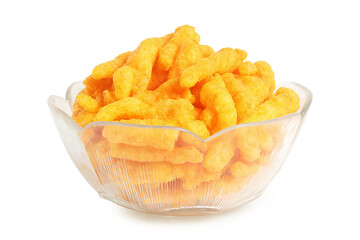 bowl of crispy cheese puffs isolated
