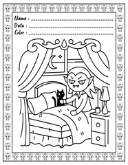 Bold and Easy Cute Very Demure Very Spooky Coloring Book Pages for Adults and Kid. High resolution (300 DPI), Ready to print on standard 8.5x11-(A4) inch paper With (No Bleed), Black and White.Vector 