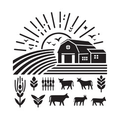 farming logo and black color silhouette