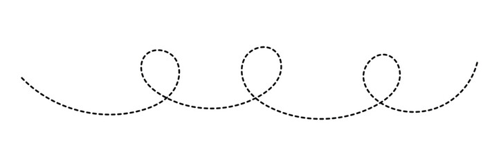 Abstract Dotted Swirl Line. Abstract Curved Dotted Line. Hand Drawn Divider and Border squiggle line Design. Long Curly Dotted Line
