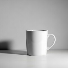 Obraz premium Blank white mug on a plain surface