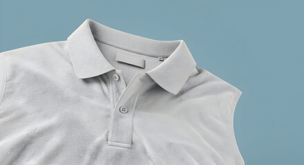Gray Polo Shirt Isolated on Blue Background Studio Shot