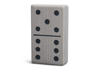 Wooden domino tile showing three and four on transparent background