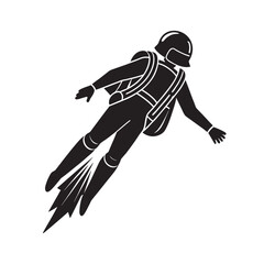 Futuristic Jetpack Flying Person Silhouette Illustration