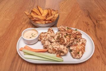 Classic fried wings tossed in homemade ranch with fresh dill and garlic, perfect for sharing