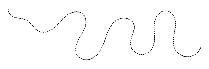 Abstract Hand-Drawn Dotted Line Collection. Dotted Spiral Curve Line. Hand Sketched Curly Border. Long squiggle dashed, loopy line vector icon vector illustrator