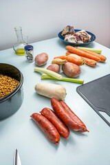 Lentils stewed Castilian-style, with chorizo, bacon, and a touch of bay leaf that perfumes the stew
