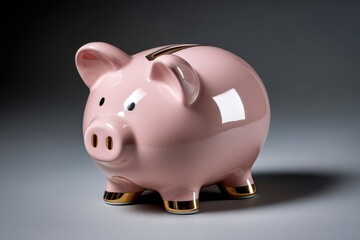 Charming piggy bank gleaming under soft light invites savings and dreams for financial growth and children's joy
