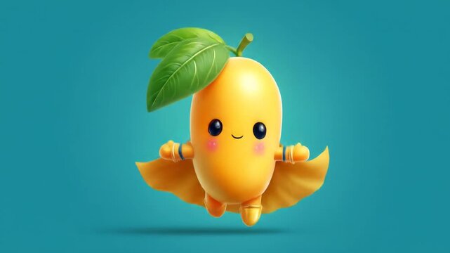 Cute mango superhero illustration