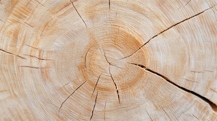 Naklejka premium Wooden ring Texture: A close-up view showcases the intricate wooden ring pattern, highlighting the organic growth and unique character of the wood.