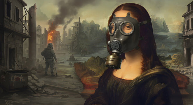 Mona Lisa in the Aftermath A Surreal Dystopian Portrait