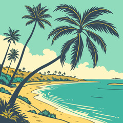 tropical beach with palm trees