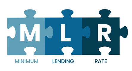 MLR, Minimum Lending Rate acronym. Concept with keywords, people and icons. Flat vector illustration. Isolated on white background.