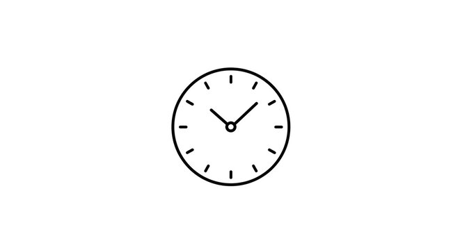 Clock Face Showing Time Minimalist Black and White Line Art